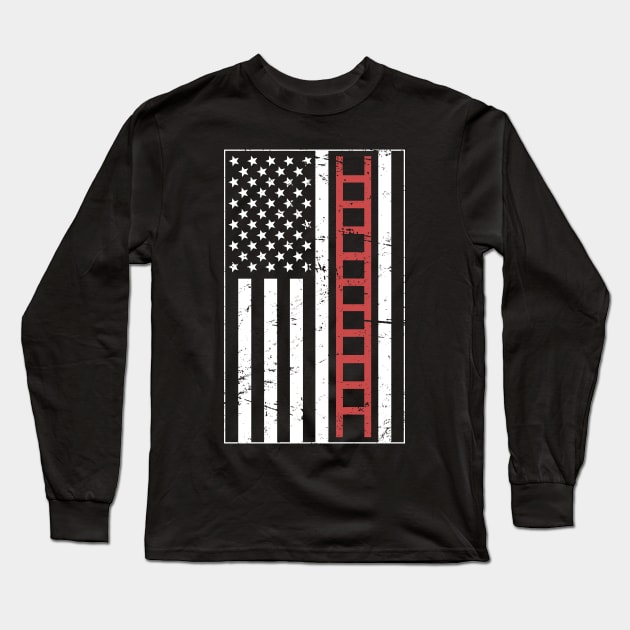 American Flag – Firefighter Ladder Long Sleeve T-Shirt by MeatMan